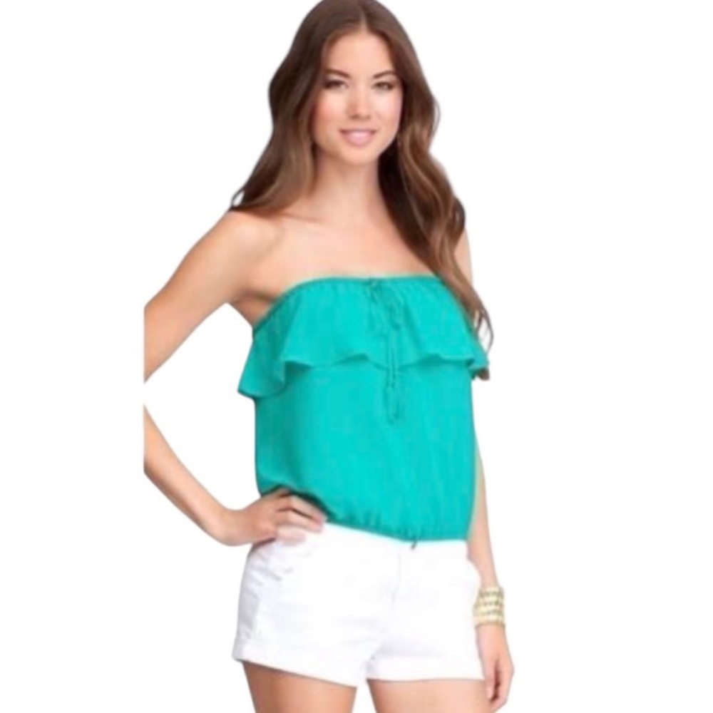 BeBe Emerald Green Strapless Top Size Small
